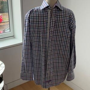 English Laundry Purple blue & White Checkered Dress Shirt Size 16 32/33